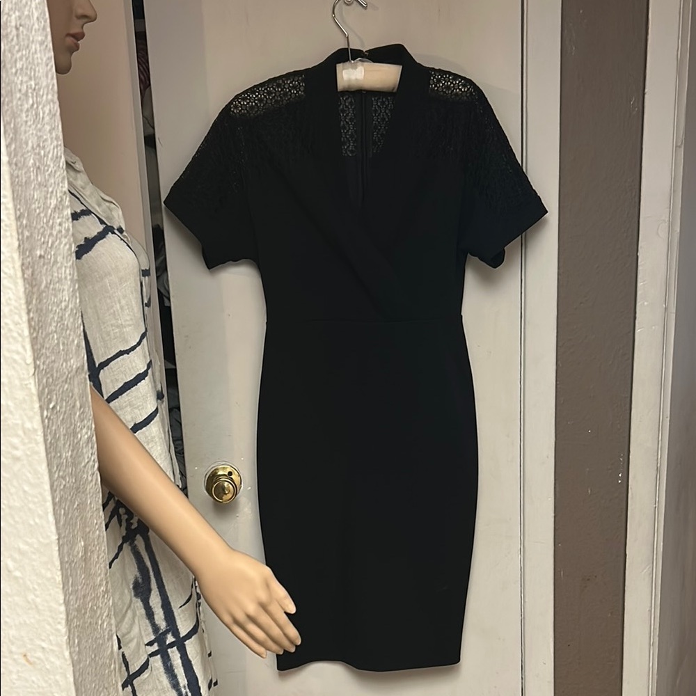 Donna Karan Black Lace Accent Mini Dress